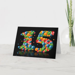 15. Geburtstag mit Zahlen aus Kugeln gebildet Karte