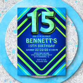 15. Geburtstag Neon Einladung