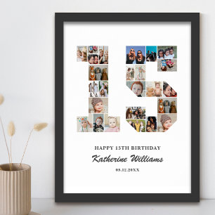 15. Geburtstag Nr. 15 Custom Foto Collage Poster