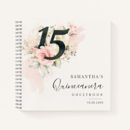15. Geburtstag Pink Floral Qunceanera Gast Notizbuch