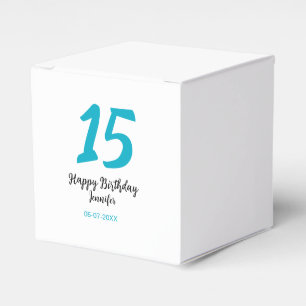 15. Geburtstag quiencenera fügen Datum Jahr blauen Geschenkschachtel