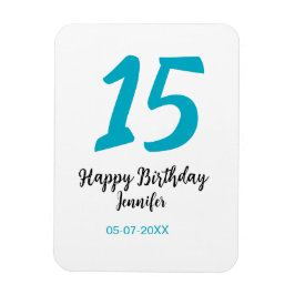 15. Geburtstag quiencenera fügen Datum Jahr blauen Magnet