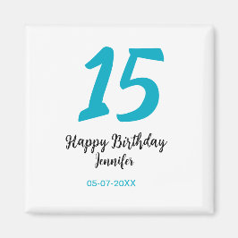 15. Geburtstag quiencenera fügen Datum Jahr blauen Magnet