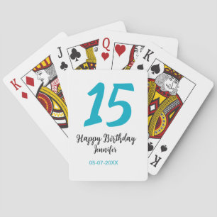 15. Geburtstag quiencenera fügen Datum Jahr blauen Spielkarten