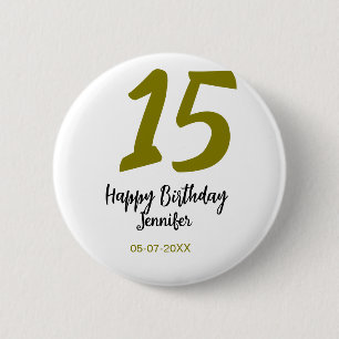 15. Geburtstag quiencenera fügen Datum Jahr golden Button