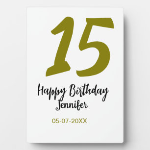 15. Geburtstag quiencenera fügen Datum Jahr golden Fotoplatte