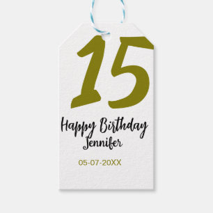 15. Geburtstag quiencenera fügen Datum Jahr golden Geschenkanhänger