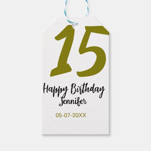 15. Geburtstag quiencenera fügen Datum Jahr golden Geschenkanhänger (Vorderseite)