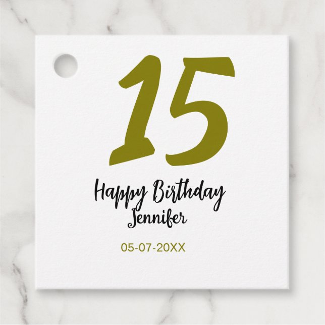 15. Geburtstag quiencenera fügen Datum Jahr golden Geschenkanhänger (Vorderseite)