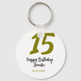 15. Geburtstag quiencenera fügen Datum Jahr golden Schlüsselanhänger