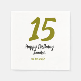 15. Geburtstag quiencenera fügen Datum Jahr golden Serviette