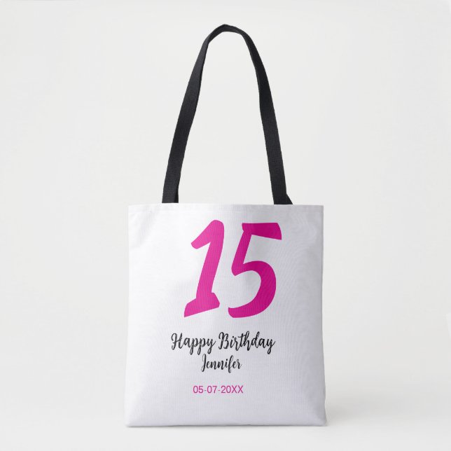 15. Geburtstag quiencenera fügen Datum Jahr rosa T (Vorderseite)