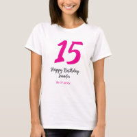 15. Geburtstag quiencenera fügen Datum Jahr rosa T