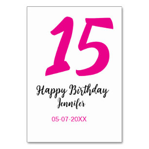 15. Geburtstag quiencenera fügen Datum Jahr rosa T Tischnummer