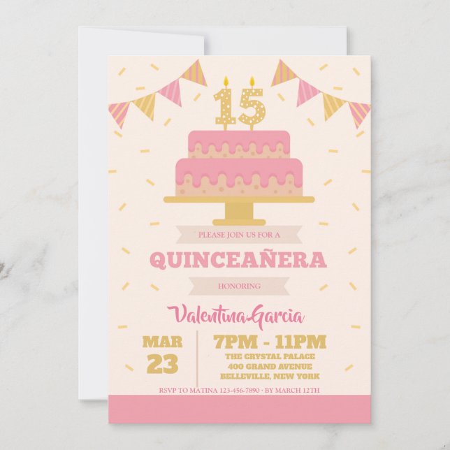 15. Geburtstag Quinceañera Einladung (Vorderseite)