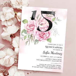 15. Geburtstag Quinceanera Rustikale Flora Einladung