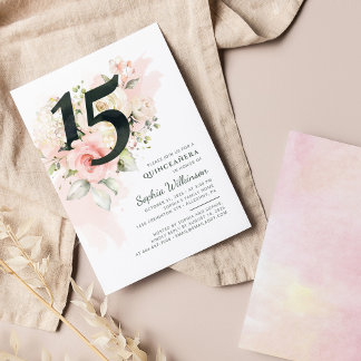 15. Geburtstag Quinceanera Rustikale Flora Moderne Einladung