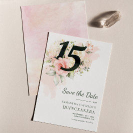 15. Geburtstag Quinceanera Rustikale Flora Save The Date