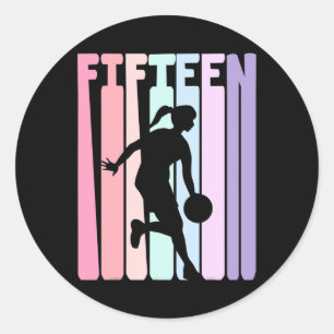 15. Geburtstag Retro Basketball Spieler 15 Jahre a Runder Aufkleber