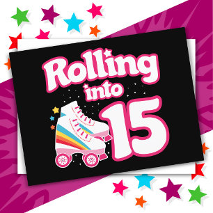 15. Geburtstag Rollschuhlaufen 15 Jahre alt Skate Postkarte