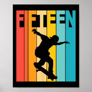 15. Geburtstag Skateboarding 15 Jahre alter Skater Poster