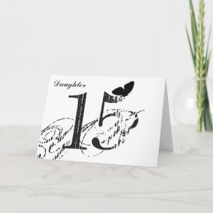 15. Geburtstag, Tochter, Schmetterling, schwarz &  Karte