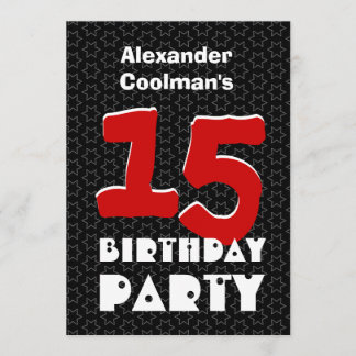 15. Geburtstags-moderne jugendlich Schwarz-weiße Einladung