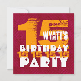 15. Geburtstags-Party15 jähriger Grunge Z15A Einladung