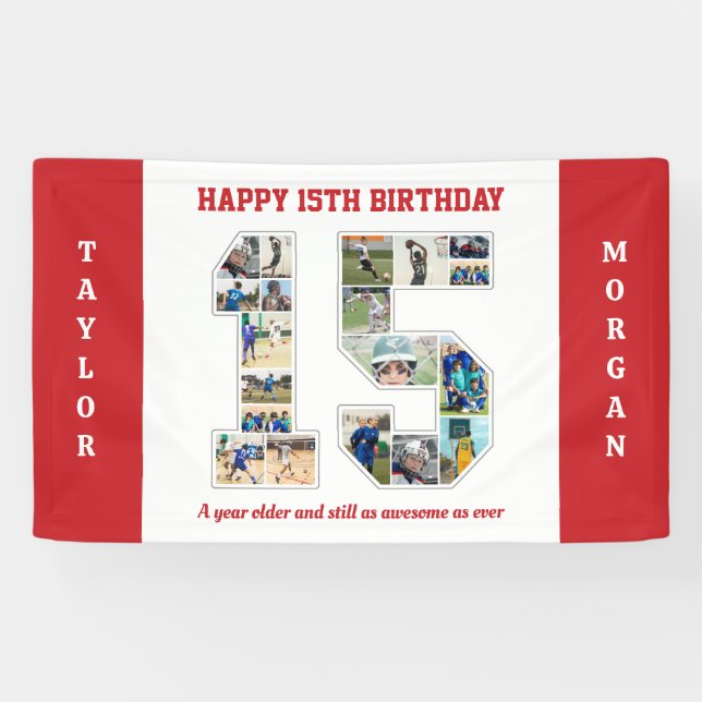 15. Geburtstagsfeier 15. FotoCollage Banner (Horizontal)