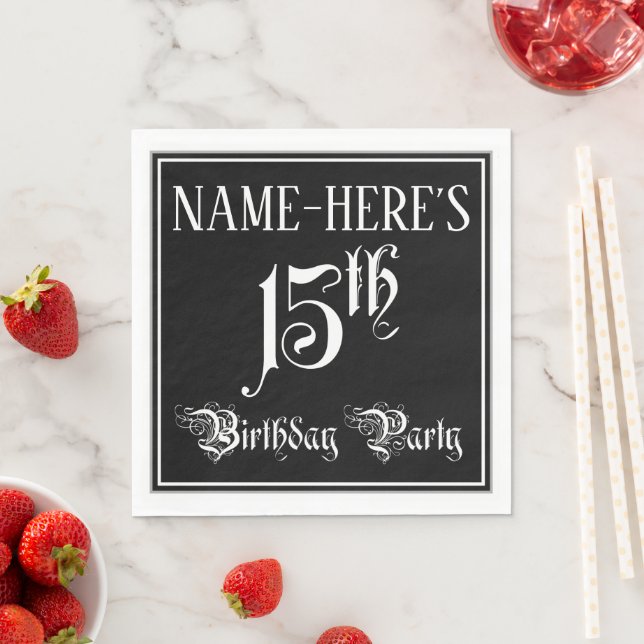 15. Geburtstagsparty - Extravagantes Script + Indi Serviette (Beispiel)