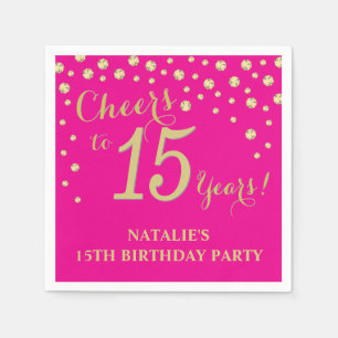 15. Geburtstagsparty Hot Pink und Gold Diamond Serviette
