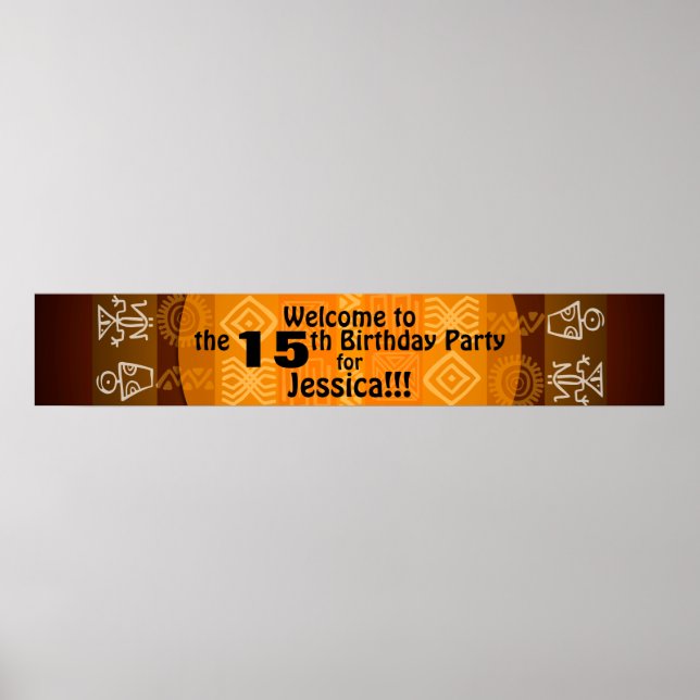 15. Geburtstagsparty Personalisiert Banner 60x11 Poster (Vorne)