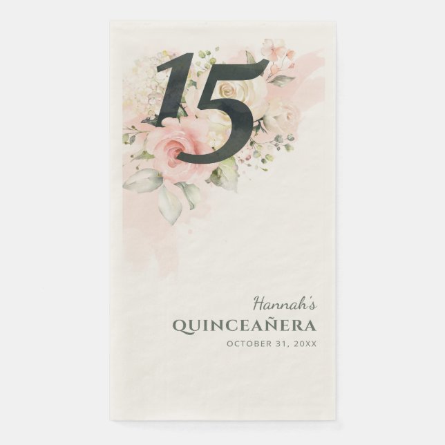 15. Geburtstagsparty Quinceanera Pink Serviette (Vorderseite)