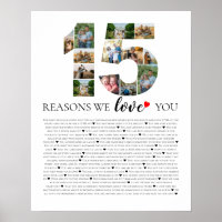 15 Gründe, warum ich dich liebe Foto-Montage Poste