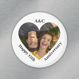 15 Heiratsjahrfeier Couple Keepake Heart Foto Magnet