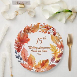 15. Hochzeitstag Herbst Pappteller