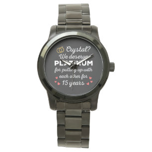 15. Hochzeitstag I - Crystal Funny Couple Armbanduhr