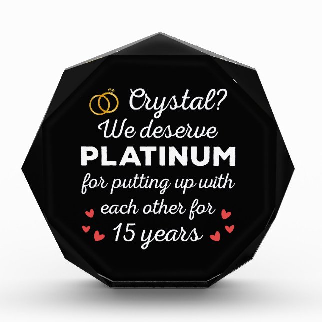 15. Hochzeitstag I - Crystal Funny Couple Fotoblock (Vorderseite)