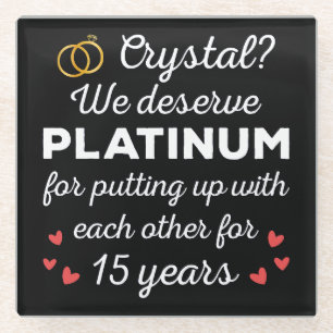 15. Hochzeitstag I - Crystal Funny Couple Glasuntersetzer