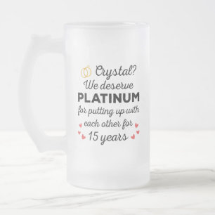 15. Hochzeitstag I - Crystal Funny Couple Mattglas Bierglas