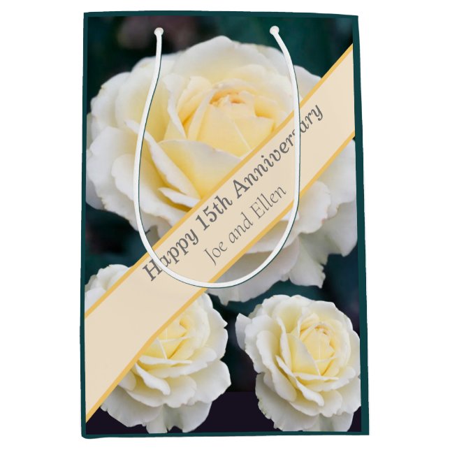 15. Hochzeitstag, Rose Mittlere Geschenktüte (Vorderseite)