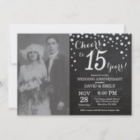 15. Hochzeitstag Schwarzes Silber Chalkboard