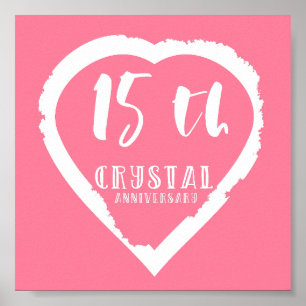 15. Hochzeitstag traditionelles Kristall Poster