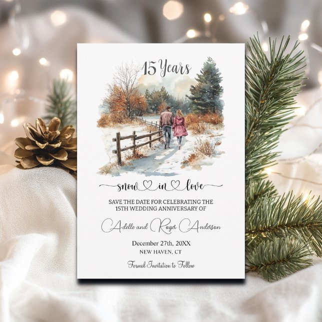 15. Hochzeitstag Winterlandschaft Romantik Save The Date (Von Creator hochgeladen)