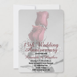15. Hochzeitstag Zwei Rote Rosen Fotografie Einladung