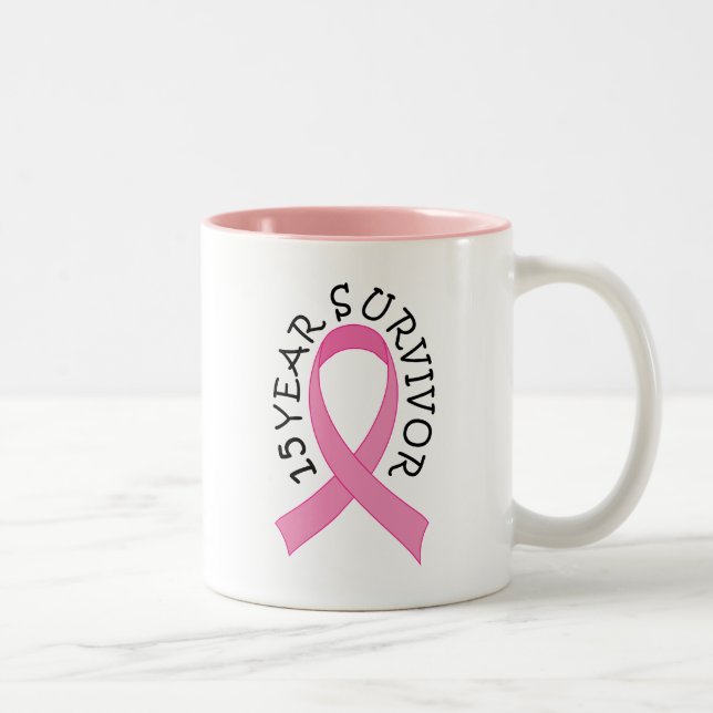 15 JAHR-ÜBERLEBEND-ROSA-BAND-GESCHENK ZWEIFARBIGE TASSE (Rechts)