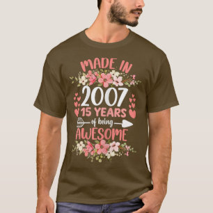 15 Jahre alt 15. Geburtstag Geboren im Jahr 2007 F T-Shirt