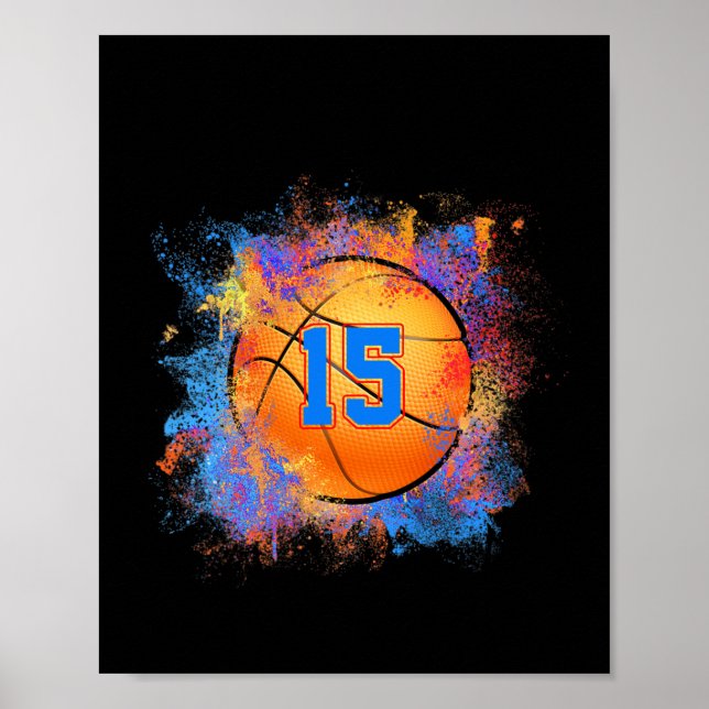 15 Jahre alte Kinder 15. Geburtstag Basketball Kin Poster (Vorne)