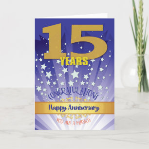 15 Jahre Erholung Jahrestag kühne Zahl Karte