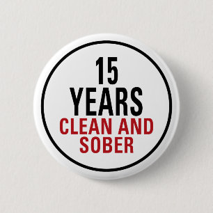 15 Jahre säubern und ernüchtern Button
